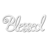 Laser Cut Basswood Wall Sculpture, for Home Decoration Kitchen Supplies, Word Blessed, White, 120x300x5mm