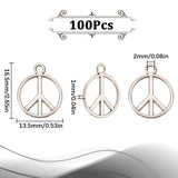 100Pcs Tibetan Style Alloy Peace Sign Pendants, Antique Silver, 16.5x13.5x1mm, Hole: 2mm