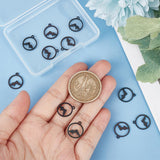 201 Stainless Steel Charms, Flat Round with Mountain, Electrophoresis Black, 14x12x1mm, Hole: 1.2mm, 12pcs/box