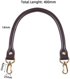 Leather Bag Handles, with Alloy Clasps, for Bag Straps Replacement Accessories, Coconut Brown, 400x14x9~10mm