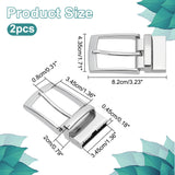 2Pcs Zinc Alloy Roller Buckles Clasps, for Men DIY Belt Accessories, Rectangle, Platinum, 43.5x82x20mm, Hole: 34.5x4.5mm and 34.5x8mm