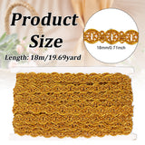 Filigree Corrugated Lace Ribbon, Wave Shape, for Clothing Accessories, Gold, 3/4 inch(18mm), about 19.69 Yards(18m)/Card