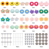 DIY Stud Earring Making Kits, with Resin Flower Cabochons, Stud Earring Findings and Ear Nuts, Mixed Color