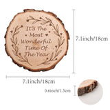 Carved Wood Round Sheets, for Home Display Decoration, Olive Branch Pattern, 170~180x15mm