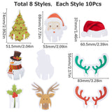 8 Bags 8 Style Christmas Wine Glass Decorations Paper Cup Cards, Christmas Goblet Markers Table Decoration, for Christmas Party Supplies, Christmas Themed Pattern, 58~74x40~60.5x0.3mm, 1 bag/style