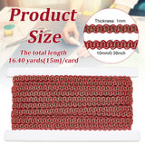 Braided Polyester Lace Trim, Garment Accessories, Red, 3/8 inch(10mm), about 16.40 Yards(15m)/Card