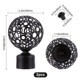 Iron Round Cage Curtain Rod Finials, with Screws, Curtain Rod Tip Ornament, Black, 88x59mm, Hole: 29mm