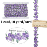 10 Yards Flower Polyester Trim Ribbon, for Curtain Lace Trimmings, Purple, 3/4 inch(20mm)