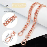 1Pc Aluminum Curb Chain Bag Straps, with Zinc Alloy Swivel Clasps, Bag Replacement Accessories, Rose Gold, 60.5x1.25x0.35cm