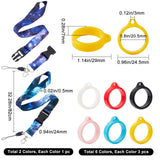 Portable Electronic Cigarette Anti-Lost Necklace Lanyard, Silicone Bands Anti Slip Rubber Rings, Mixed Color, Holder Lanyard: about 820x24x0.5mm, 2 strands; Pendant: 29x24.5x7mm, Hole: 3mm, Inner Diameter: 20.5mm, 18pcs