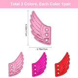 3 Pairs 3 Colors Cloth with Felt Shoe Decorations, for Shoe DIY Accessories, Wing, Mixed Color, 11x7cm, 1 pair/color
