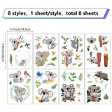 8 Sheets 8 Styles PVC Waterproof Wall Stickers, Self-Adhesive Decals, for Window or Stairway Home Decoration, Koala, 200x145mm, about 1 sheet/style