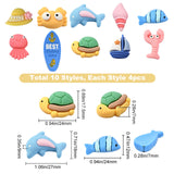 36Pcs 9 Style Resin Cabochons, Beach Style, Octopus & Ship & Bra & Underwear & Hat & Sunglasses & Tortoise & Shorts, Mixed Color, 4pcs/style