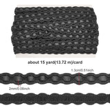 Imitation Leather Braided Lace Ribbon, with Acrylic Fibres Curve Lace Tape, Garment Accessories, for Home Decor DIY Sewing Craft, Black, 1/2 inch(13mm), about 15yard/card
