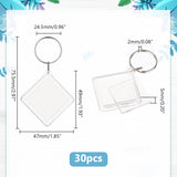 30Pcs Transparent Acrylic Photo Frame Keychain, with Alloy Findings, Rhombus, Clear, 7.55cm