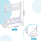 1 Set Transparent Acrylic Earring Display Stands, with Colorful Flower Sequins, Clothes Hanger-shaped, Clear, Finished Product: 12x6x16cm, about 11pcs/set