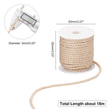 3-Ply Polyester Cord, with Spool, Twisted Rope, for DIY Cord Jewelry Findings, Navajo White, 5mm, Spool: 82x83mm, about 18m/roll