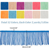 24 Yards 12 Colors Polyester Tassel Lace Ribbon, Fringe Lace Trim, Macrame Lace Ribbon, Mixed Color, 3-7/8 inch(98mm), about 2yards/color, 24yards/set