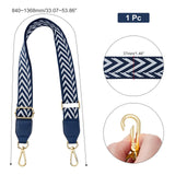 Adjustable Cotton Cloth Bag Handles, with Alloy Swivel Clasps, for Bag Replacement Accessories, Marine Blue, 84~136.8x3.7cm