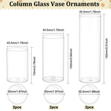 6Pcs 3 Style Column Glass Vase Ornaments, for Home Office Wedding Decoration, Clear, 50~50.5x70~150mm, Inner Diameter: 45.5mm, 2pcs/style