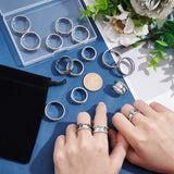 16Pcs 8 Size 201 Stainless Steel Grooved Finger Ring Settings, Ring Core Blank, for Inlay Ring Jewelry Making, Stainless Steel Color, US Size 5 1/2(16.1mm)~US Size 14(23mm), 2pcs/size