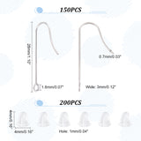 150Pcs 316 Surgical Stainless Steel Earring Hooks, with Vertical Loops & 200Pcs Plastic Ear Nuts, Stainless Steel Color, 28x3mm, Hole: 1.8mm, Pin: 0.7mm