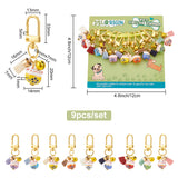 9Pcs Cute Lucky Cat Brass Bell Pendant Decorations, with Swivel Clasps and Tassel Charms, Clip-on Charms, for Keychain, Purse, Backpack Ornament, Mixed Color, 55mm, 9pcs/set