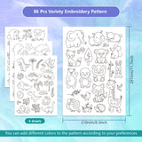 4 Sheets 11.6x8.2 Inch Stick and Stitch Embroidery Patterns, Non-woven Fabrics Water Soluble Embroidery Stabilizers, 297x210mmm