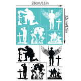 Self-Adhesive Silk Screen Printing Stencil, for Painting on Wood, DIY Decoration T-Shirt Fabric, Turquoise, Human, 280x220mm