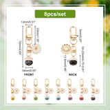 1 Set Lucky Cat Porcelain Pendant Decorations, Enamel Flower Charms, Clip-on Charms, for Keychain, Purse, Backpack Ornament, Mixed Color, 72mm, 8pcs/set