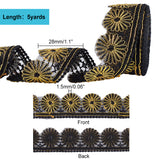 5 Yards Polyester Lace Trim, Embroidery Ancient Hanfu Lace Ribbon, Flower, Black, 1-1/8~2 inch(28~50mm)