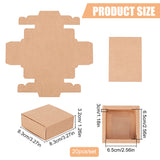 Kraft Paper Folding Box, Drawer Box, Rectangle, BurlyWood, 8.3x8.3x3.2cm, 20pcs/set