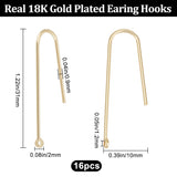 16Pcs Brass Hooks, with Vertical Loops, Real 18K Gold Plated, 31x10x2mm, Hole: 1.2mm, Pin: 0.9mm