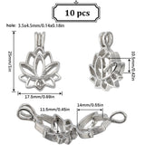 10Pcs Alloy Diffuser Locket Pendants, Cage Pendants, Flower, Platinum, 25x17.5x10.5mm, Hole: 3.5x4.5mm, inner measure: 11.5x14mm