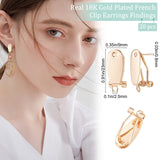 20Pcs Brass Stud Earring Findings, French Clip Earring Findings, with Horizontal Loops, Real 18K Gold Plated, Real 18K Gold Plated, 23x9mm, Hole: 2.5mm, Pin: 0.8mm