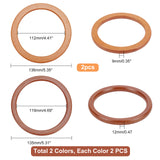 Wooden Flat Round Shape Purse Handle, for Bag Handles Replacement Accessories, Mixed Color, 136x9mm, Inner Diameter: 112mm, 6pcs/set