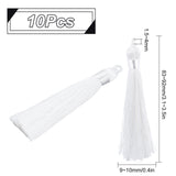 10Pcs Nylon Tassels Big Pendant Decorations, White, 83~92x9~10mm, Hole: 1.5~4mm