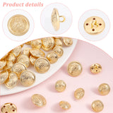 40Pcs 2 Style 4-Hole Brass Buttons, for Sewing Crafting, Half Round with Badge, Golden, 14.5~19.5x9~12mm, Hole: 1.8~2x2.5mm, 20pcs/style