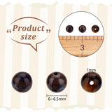 Grade AB Natural Tiger Eye Round Beads Strands, 6~6.5mm, Hole: 1mm, about 63pcs/strand, 15.5 inch, 2 strands