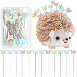 DIY Jewelry Making Kit, Including 1Pc Hedgehog Shaped Cotton Needle Cushion, Velet Cloth Needle Holder Pillow, 50Pcs Butterfly Iron Head Pins, Mixed Color, 115x100x97mm