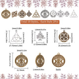 DIY 20Pcs 10 Style Tibetan Style Alloy Pendants, Tree & Knot & Trinity Knot/Triquetra, Mixed Color, 23~39x19~34x1.5~2mm, Hole: 2mm, 2pcs/style