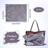 Cloth Imitation Silk Dustproof Storage Pouches, Portable Travel Drawstring Bag, Rectangle, Gray, 39.7x50x0.45cm, 12pcs/bag