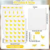 8 Sheets 4 Styles PVC Waterproof Self-Adhesive Sticker, Cartoon Decals for Gift Cards Decoration, with 60Pcs Paper Table Place Cards, Animals, Gold, Self-Adhesive Sticker: 165x140x0.2mm, Sticker: 25x25mm, 2 sheets/style