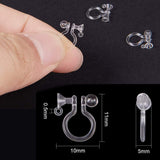 Plastic Clip-on Earring Settings, Clear, 11x10x3.5mm, Hole: 0.5mm, Pin: 1mm, Tray: 5mm, 30pcs/box
