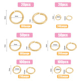 340Pcs 6 Sizes Brass Jump Rings, Open Jump Rings, Long-Lasting Plated, Cadmium Free & Lead Free, Round Ring, Real 14K Gold Plated, 3~8x0.5~1mm, 18~24 Gauge, Inner Diameter: 2~6mm