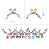 Iron Purse Frame Handle, with Striped Resin Beads, for Bag Sewing Craft Tailor Sewer, Mixed Color, 63x80~82x9.5mm, Hole: 1.5mm,1pc/color, 8pcs/set