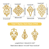 14Pcs 7 Style Polyester Embroidery Patches, Ornament Accessories, for DIY Clothes, Bag, Pants, Shoes Decoration, Chinese Auspicous Cloud, Gold, 94x61x1mm, 2pcs/style