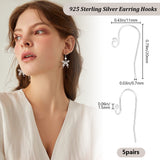 5 Pairs 925 Sterling Silver Earring Hooks, Shepherd's Hook Ear Wire, with 925 Stamp, Silver, 20~21.5x11x1.5mm, 21 Gauge, Pin: 0.7mm