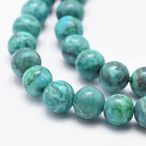 Natural African Turquoise(Jasper) Beads, Round, Dyed & Heated, with Plastic Containers, 8mm, Hole: 1mm