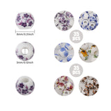 210Pcs 6 Style Handmade Porcelain Beads, Rondelle with Flower Pattern, Mixed Color, 8~8.5x7~7.5mm, Hole: 3~3.5mm, 35pcs/style